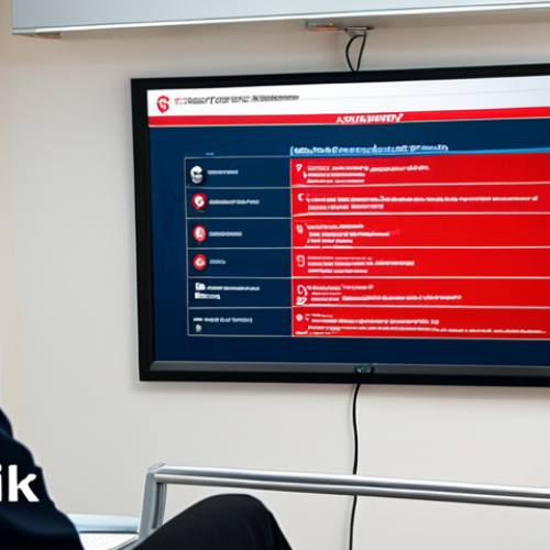 Home 4 **
A brightly lit office scene. A diverse group of employees are attentively watching a security awareness training presentation on a large screen. The presentation slide features examples of phishing emails with red flags highlighted. Several employees are nodding in understanding. The overall tone is positive and proactive. In the background, a poster with the tagline "Güvenlik Seninle Başlar" ("Security Starts With You") is visible.
**