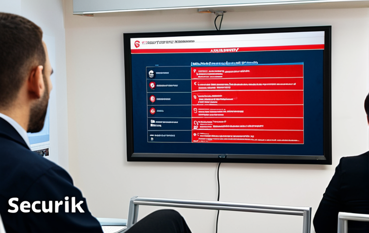 **
A brightly lit office scene. A diverse group of employees are attentively watching a security awareness training presentation on a large screen. The presentation slide features examples of phishing emails with red flags highlighted. Several employees are nodding in understanding. The overall tone is positive and proactive. In the background, a poster with the tagline "Güvenlik Seninle Başlar" ("Security Starts With You") is visible.
**