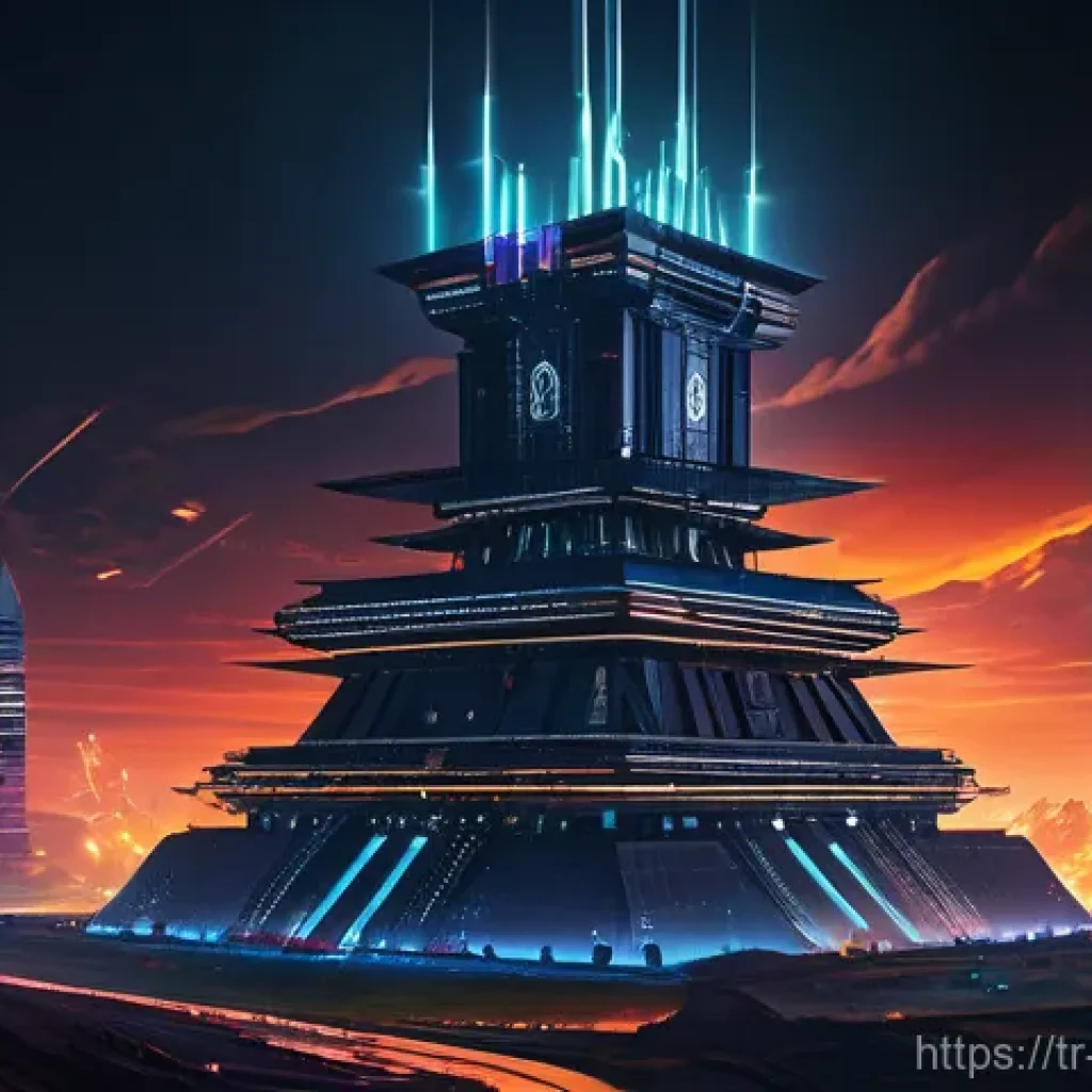 정보보안학 사고 대응 계획 수립 - **Prompt:** A sleek, futuristic digital citadel with multiple glowing layers representing firewalls ...