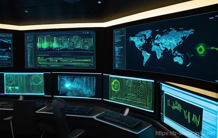 정보보안학 보안 시스템 구현 - **Prompt 1: The Evolving Face of Cyber Threats**
A highly detailed, cinematic wide shot depictin...