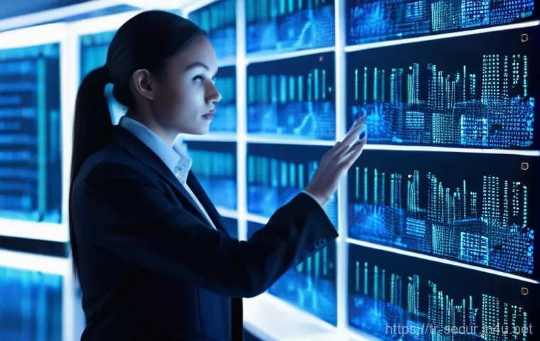 정보보안학 디지털 포렌식 - **Prompt 1: The Digital Forensic Investigator**
"A close-up, dynamic shot of a digital forensic ...