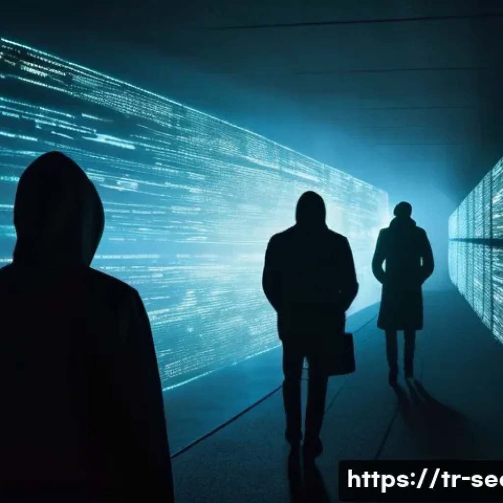 정보보안학 사이버 범죄 분석 - A deeply atmospheric digital landscape at dusk, illustrating the insidious nature of cyber threats. ...