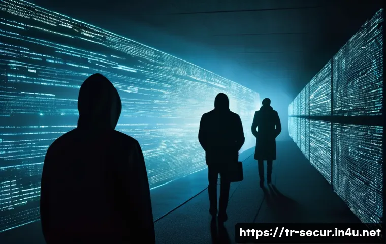 정보보안학 사이버 범죄 분석 - A deeply atmospheric digital landscape at dusk, illustrating the insidious nature of cyber threats. ...