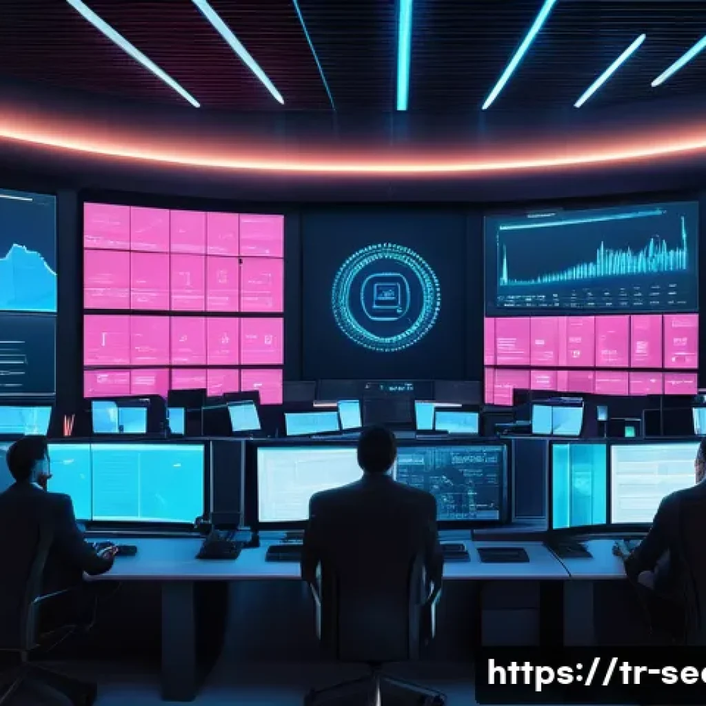 정보보안학 블록체인 해킹 - A highly detailed digital illustration of a Turkish blockchain network control center, showing diver...