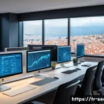 정보보안학 EDR Endpoint Detection   Response - A modern Turkish small business office environment with a diverse team of professionals actively mon...