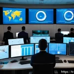 정보보안학 IDS IPS 시스템 - A modern Turkish office environment with diverse IT professionals monitoring multiple large screens ...